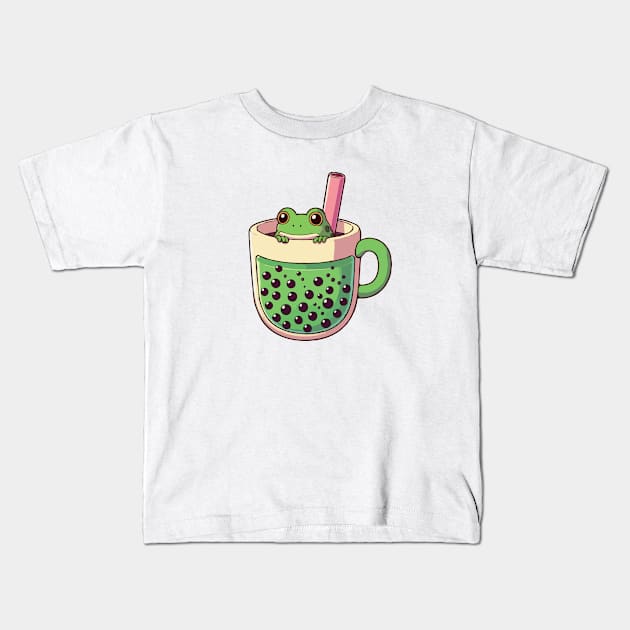 Tea Frog Kids T-Shirt by katzura